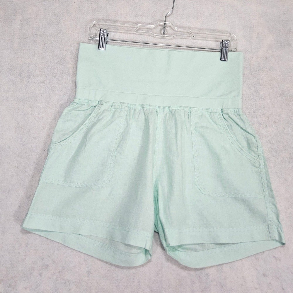 Calvin Klein Shorts Womens S 4 / 6 Linen Foldover Waist High Rise Mint Green